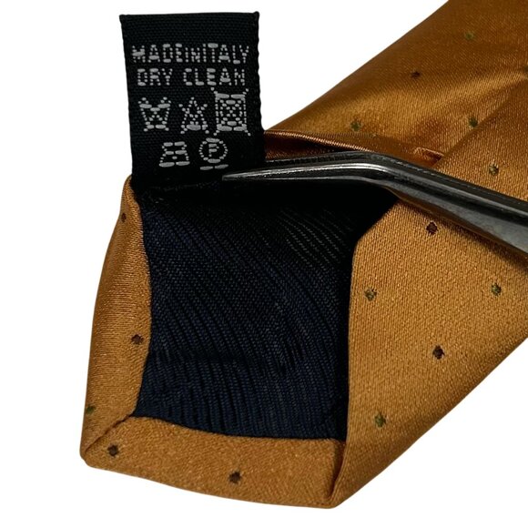 Gladson Men's Italy 100% Silk Gold Polka Dot Necktie Tie - Picture 6 of 8